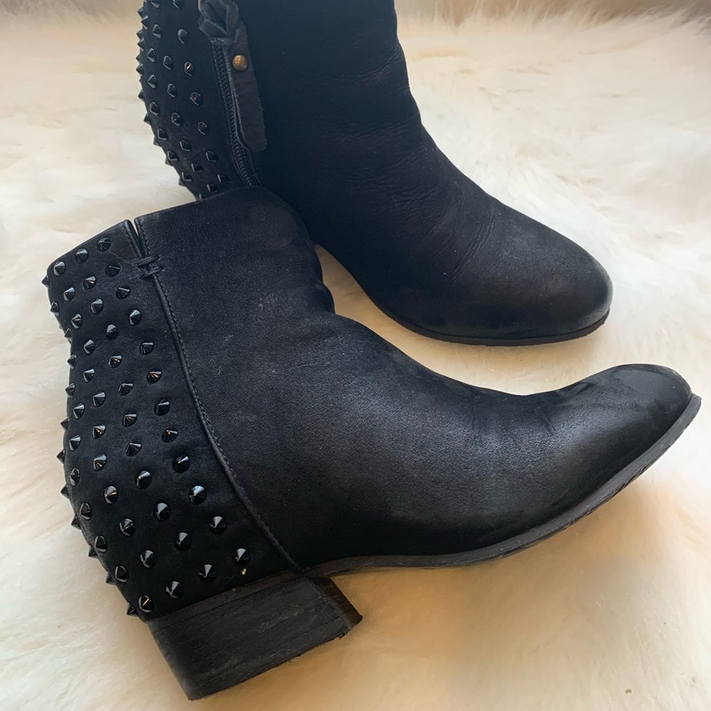Gentle Souls, Black Leather Studded Booties-Size 7